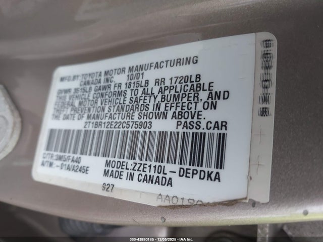 2002 TOYOTA COROLLA 2T1BR12E22C575903 Photo 8