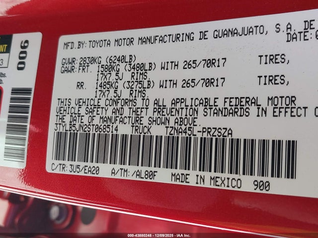 Aukcja sprzedaży 2025 Toyota Tacoma Trd Off Road, vin: 3TYLB5JN2ST068514, numer aukcji: 43880248