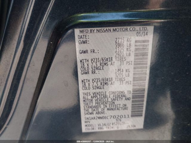 2014 NISSAN PATHFINDER 5N1AR2MN0EC702011 Photo 8