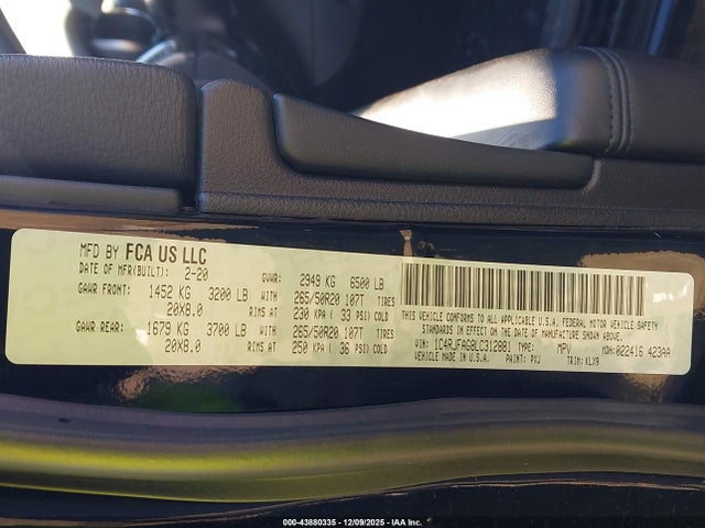 2020 JEEP GRAND CHEROKEE 1C4RJFAG8LC312881 Photo 8