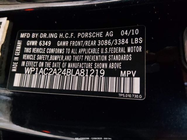 2011 PORSCHE CAYENNE WP1AC2A24BLA81219 Photo 8