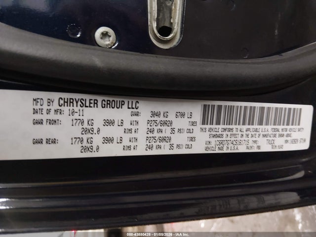 Auction sale of the 2012 Ram 1500 Slt, vin: 1C6RD7GT4CS161715, lot number: 43880428