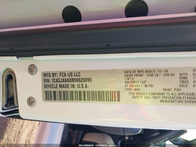 2021 JEEP WRANGLER 1C4GJXAN3MW626899 Photo 8