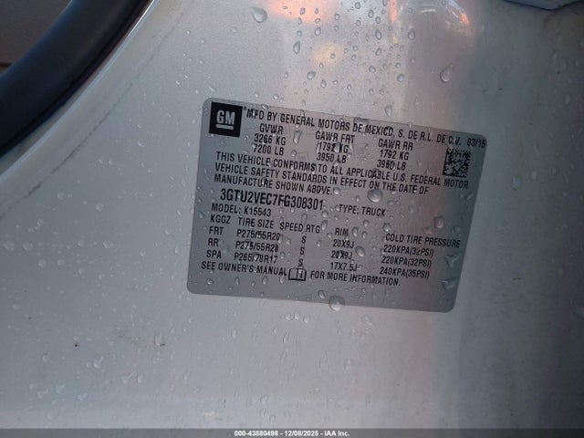 2015 GMC SIERRA 1500 3GTU2VEC7FG308301 Photo 8