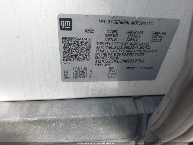 1GKS2JKL3NR217341 GMC Yukon Xl 4wd Denali