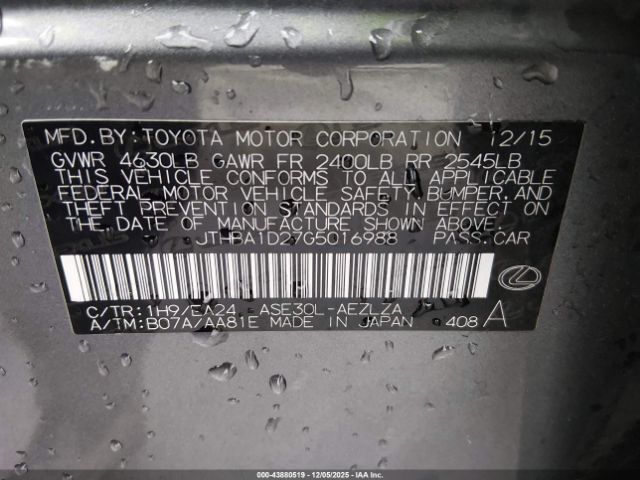 2016 LEXUS IS 200T JTHBA1D27G5016988 Photo 8