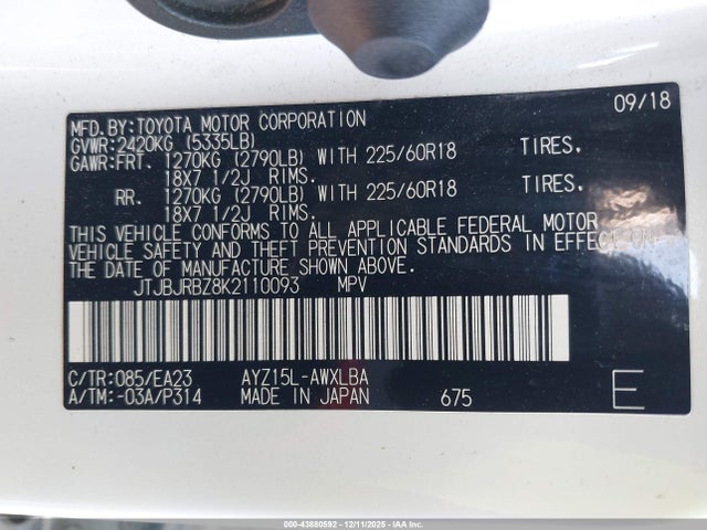 JTJBJRBZ8K2110093 Lexus NX 300H