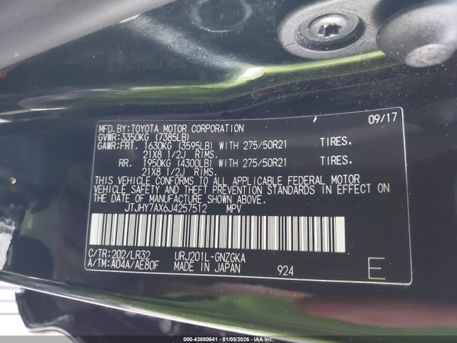 Aukcja sprzedaży 2018 Lexus Lx 570 Three-row, vin: JTJHY7AX6J4257512, numer aukcji: 43880641