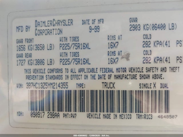 2000 DODGE RAM 1500 3B7HC13Z5YM214355 Photo 8