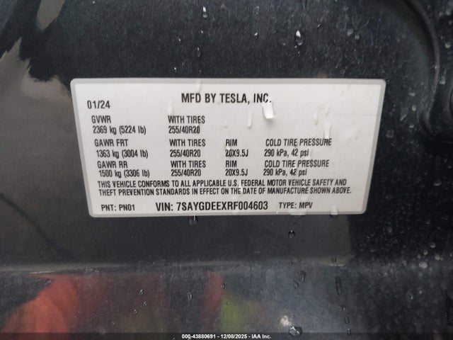 2024 TESLA MODEL Y 7SAYGDEEXRF004603 Photo 8