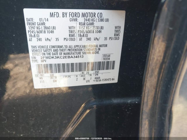 Ford Edge Limited 2014 2FMDK3KC2EBA34513 Image 9