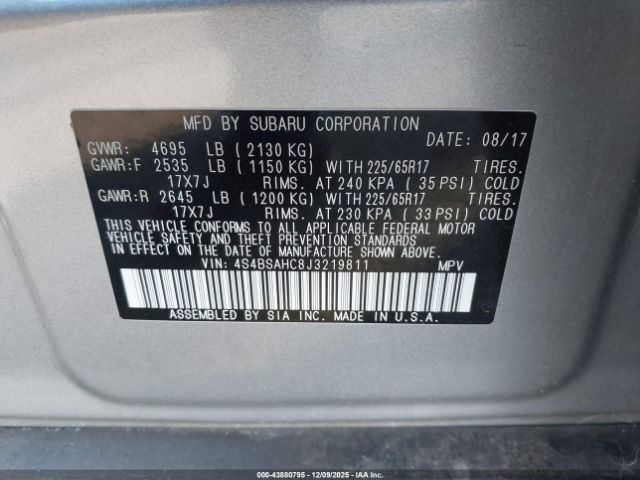 2018 SUBARU OUTBACK 4S4BSAHC8J3219811 Photo 8
