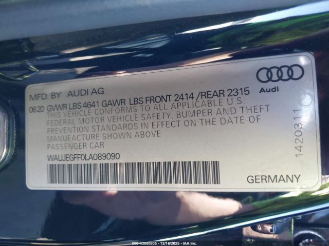 2020 AUDI A3 WAUJEGFF0LA089090 Photo 8