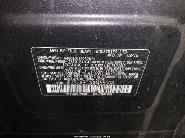 2016 SUBARU FORESTER JF2SJABC2GH458008 Photo 8