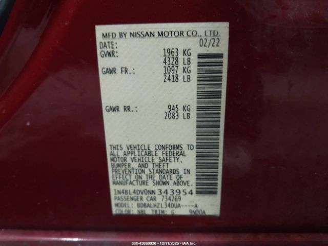 2022 NISSAN ALTIMA 1N4BL4DV0NN343954 Photo 8
