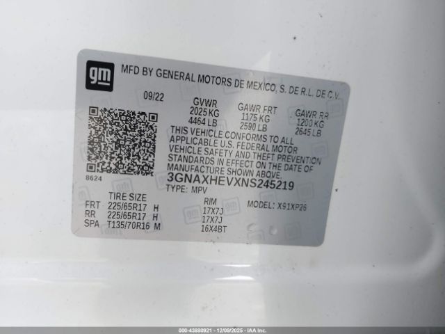 2022 CHEVROLET EQUINOX 3GNAXHEVXNS245219 Photo 8