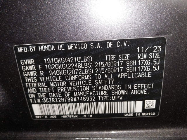 2024 HONDA HR-V 3CZRZ2H79RM746932 Photo 8