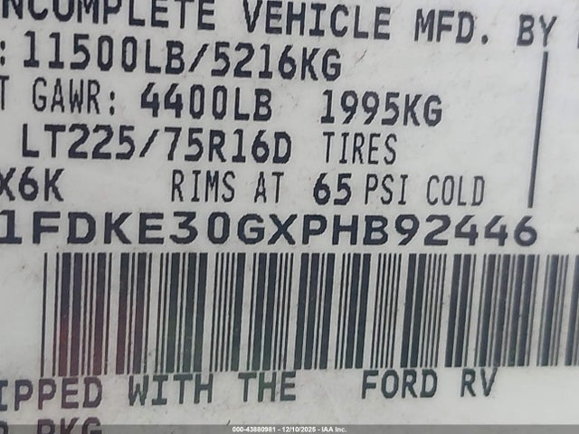 Продажа на аукционе авто 1994 Cobra Passport, vin: 1FDKE30GXPHB92446, номер лота: 43880981