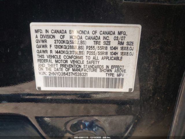 2007 ACURA MDX 2HNYD28437H528321 Photo 8
