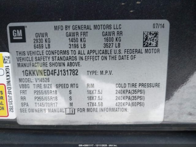 2015 GMC ACADIA 1GKKVNED4FJ131782 Photo 8