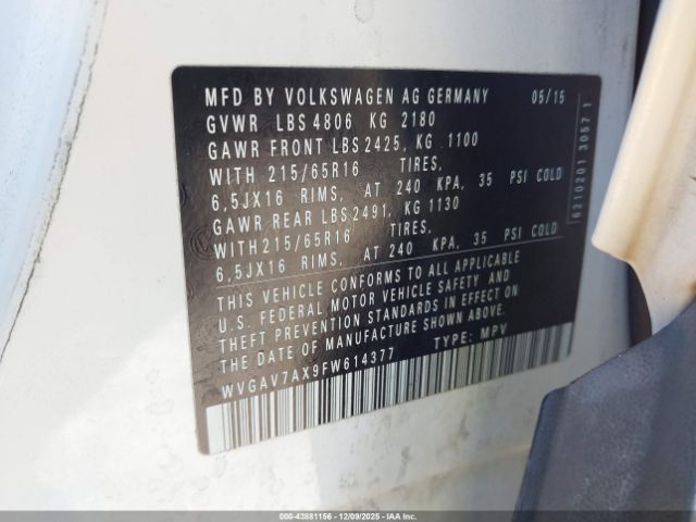 2015 VOLKSWAGEN TIGUAN WVGAV7AX9FW614377 Photo 8