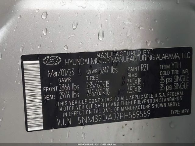 2023 HYUNDAI SANTA FE 5NMS2DAJ2PH559559 Photo 8