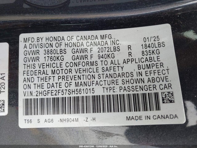 Honda Civic Sport 2025 2HGFE2F57SH561015 Image 9