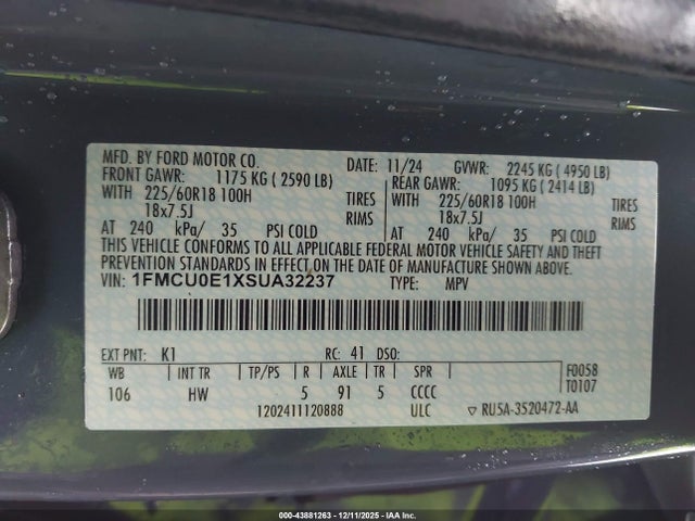 2025 FORD ESCAPE 1FMCU0E1XSUA32237 Photo 8