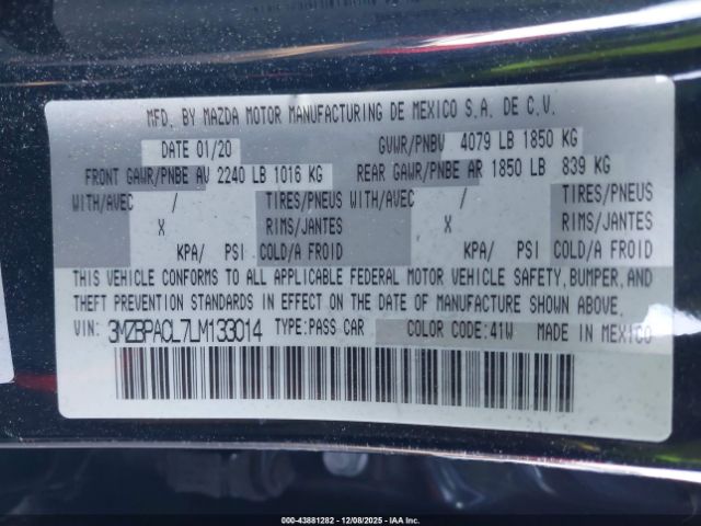 2020 MAZDA MAZDA3 3MZBPACL7LM133014 Photo 8