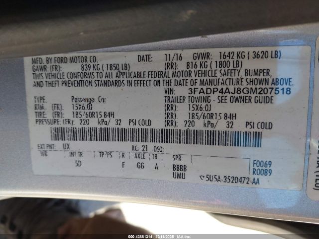 2016 FORD FIESTA 3FADP4AJ8GM207518 Photo 8