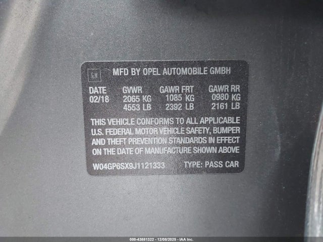 W04GP6SX9J1121333 Buick Regal Sportback Essence