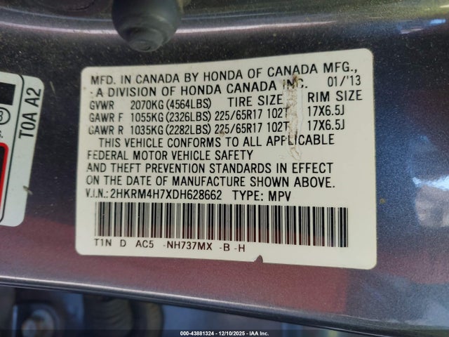 2013 HONDA CR-V 2HKRM4H7XDH628662 Photo 8