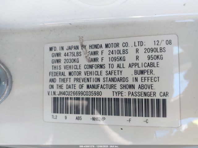 2009 ACURA TSX JH4CU26699C035980 Photo 8