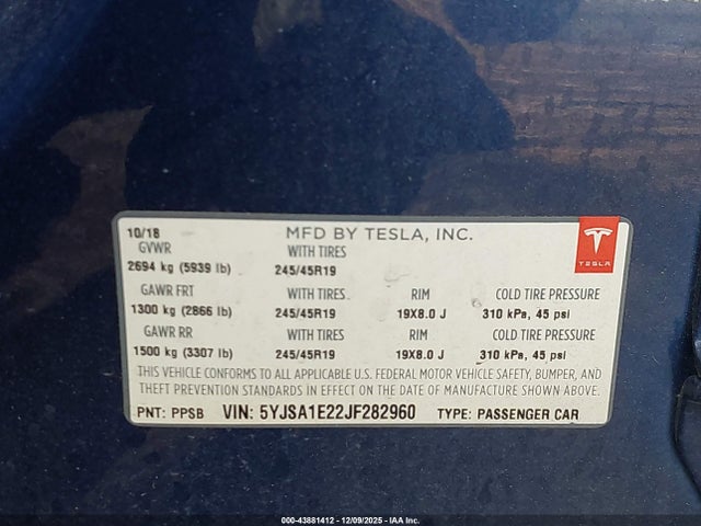 2018 TESLA MODEL S 5YJSA1E22JF282960 Photo 8