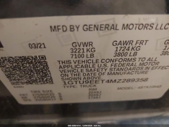 2021 GMC SIERRA 1500 1GTU9EET4MZ289358 Photo 8