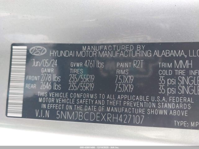 2024 HYUNDAI TUCSON 5NMJBCDEXRH427107 Photo 8