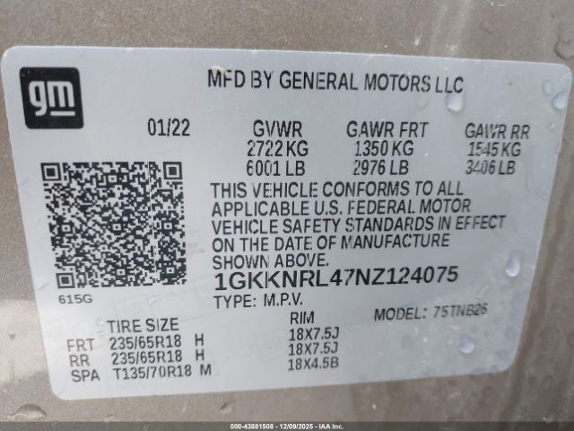 2022 GMC ACADIA 1GKKNRL47NZ124075 Photo 8