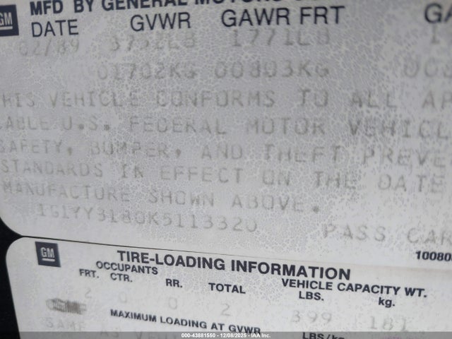 1989 CHEVROLET CORVETTE 1G1YY3180K5113320 Photo 8