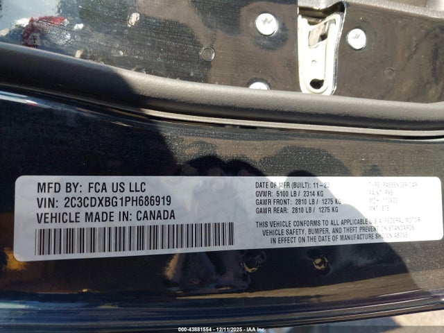 Продажа на аукционе авто 2023 Dodge Charger Sxt, vin: 2C3CDXBG1PH686919, номер лота: 43881554