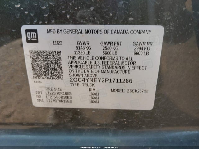 2GC4YNEY2P1711266 Chevrolet Silverado 2500hd 4wd Standard Bed Lt