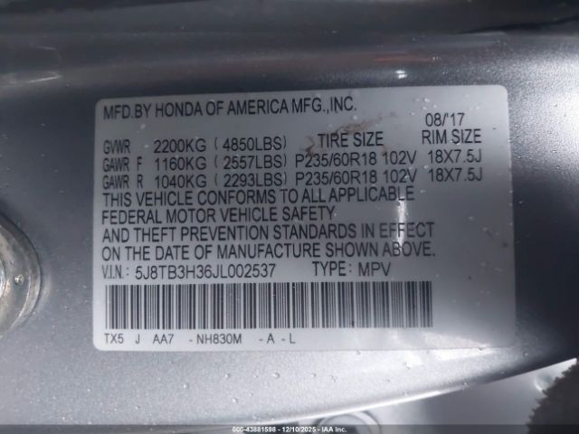 2018 ACURA RDX 5J8TB3H36JL002537 Photo 8