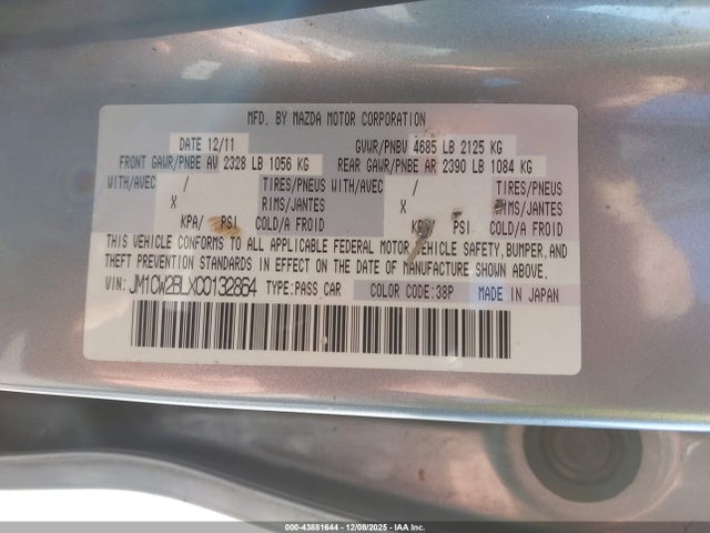 43881644 :رقم المزاد ، JM1CW2BLXC0132864 vin ، 2012 Mazda Mazda5 Sport مزاد بيع