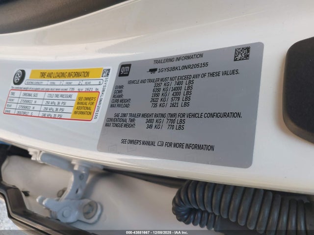 Продаж на аукціоні авто 2022 Cadillac Escalade 2wd Premium Luxury, vin: 1GYS3BKL0NR205155, номер лоту: 43881667