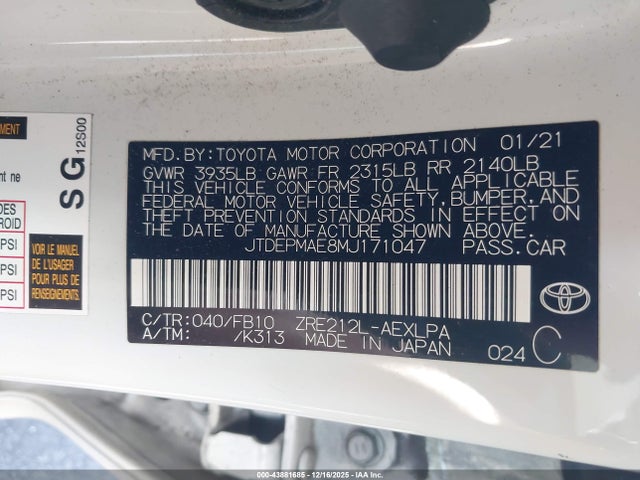 Toyota COROLLA LE 2021 JTDEPMAE8MJ171047 Image 9