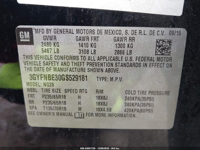 2016 CADILLAC SRX 3GYFNBE30GS529181 Photo 8