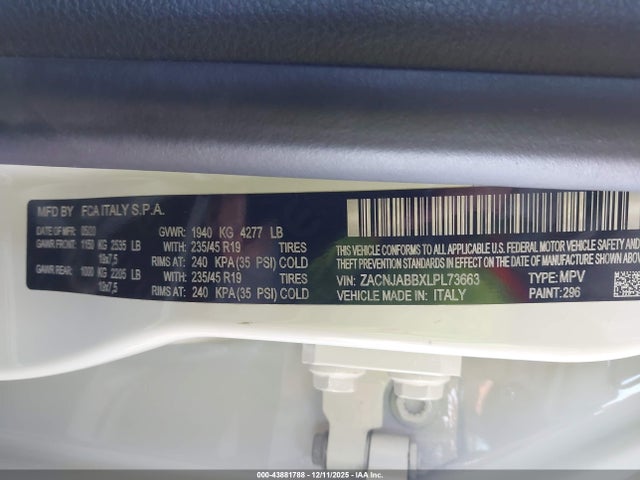 ZACNJABBXLPL73663 Jeep Renegade Orange Edition Fwd