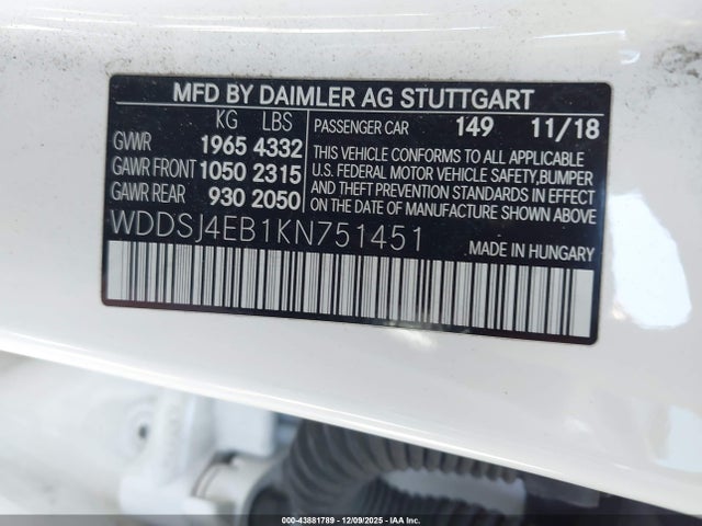 Mercedes-Benz CLA 250 2019 WDDSJ4EB1KN751451 Image 9