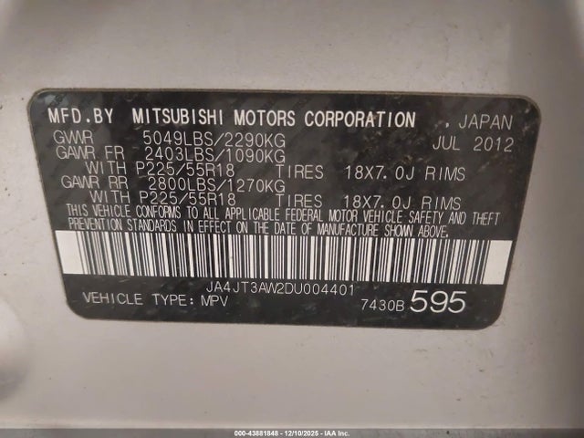 2013 MITSUBISHI OUTLANDER JA4JT3AW2DU004401 Photo 8