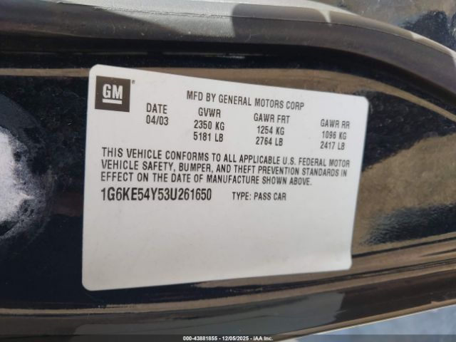 2003 CADILLAC DEVILLE 1G6KE54Y53U261650 Photo 8