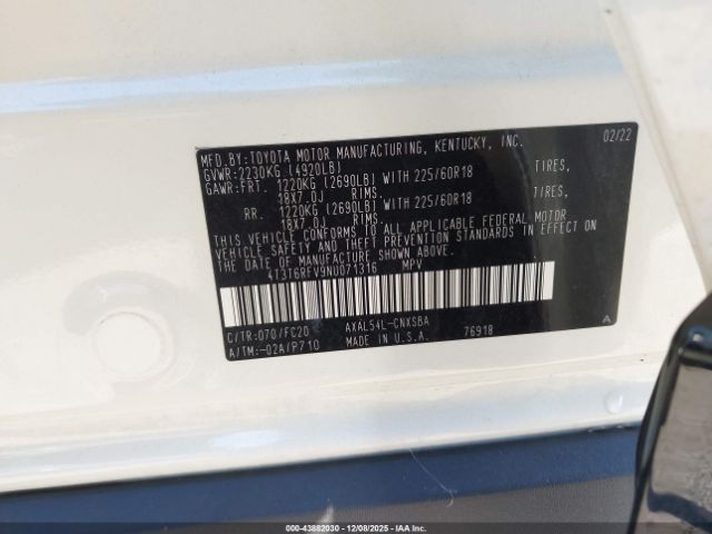 2022 TOYOTA RAV4 HYBRID 4T3T6RFV9NU071316 Photo 8